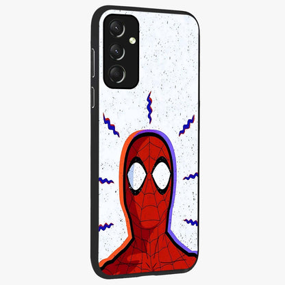 Omg Spiderman Glass Case upright view showcasing energetic superhero artwork with vibrant comic theme.