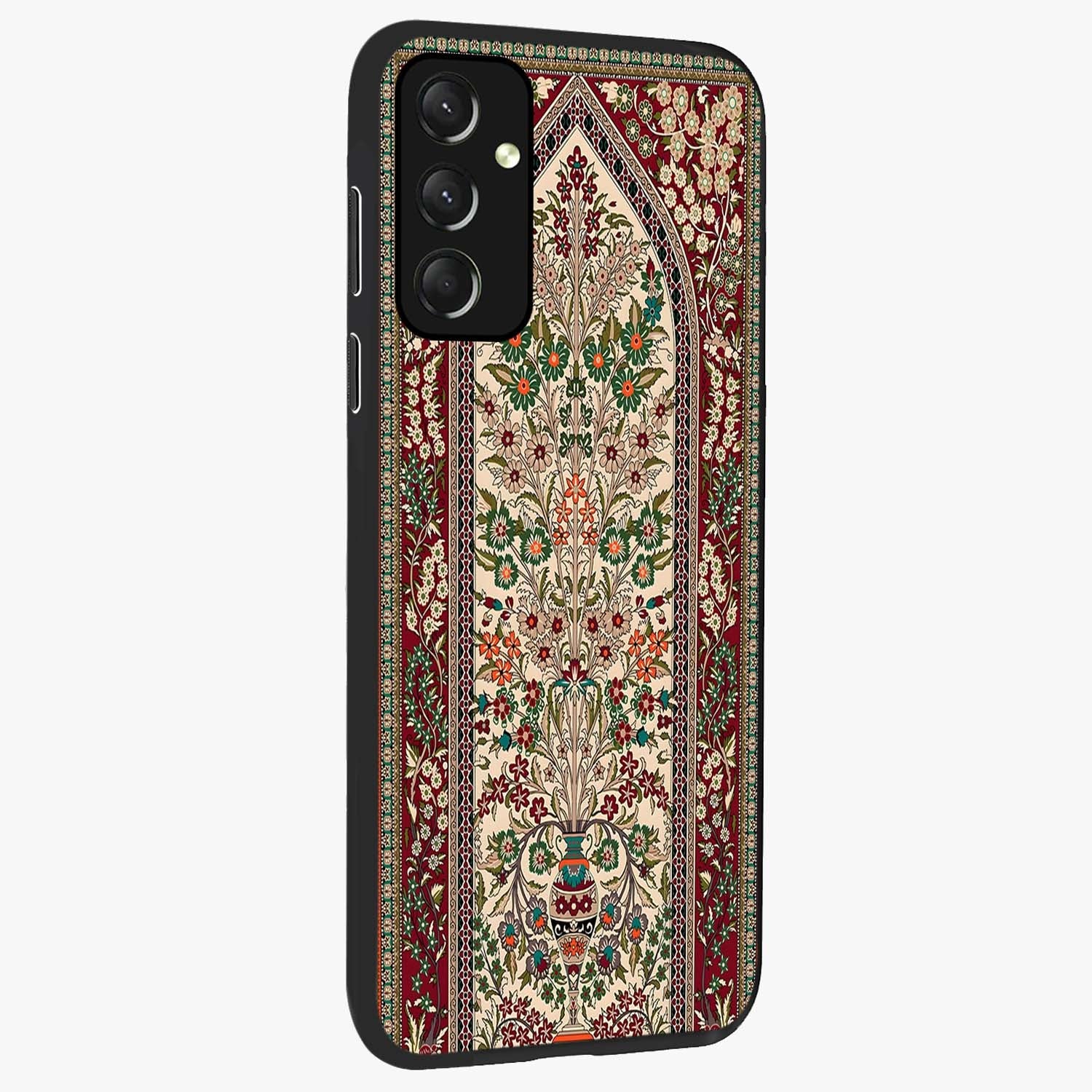 Persian Inspired Glass Case upright view showcasing decorative Persian artwork with rich heritage theme.