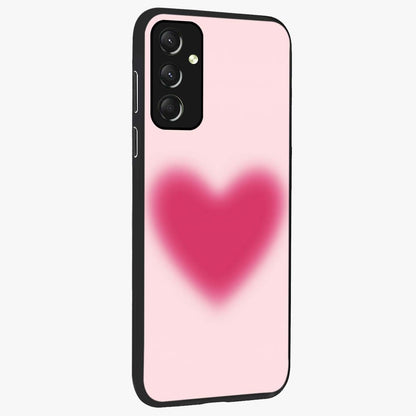 Pink Aura Heart Glass Case upright view showcasing romantic heart artwork with soft pastel theme.