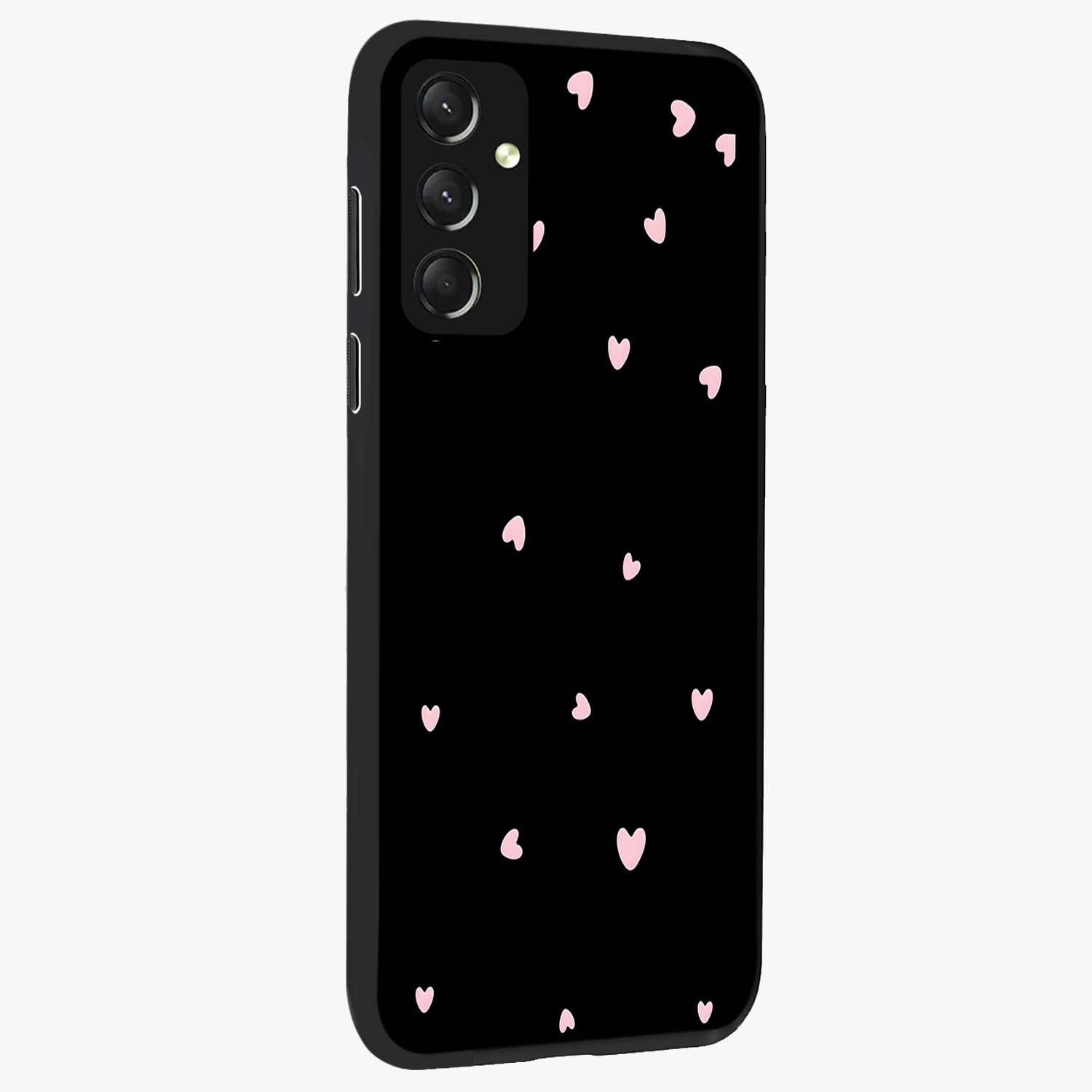 Pink Love Drops Glass Case upright view showcasing charming heart drop artwork with romantic playful theme.