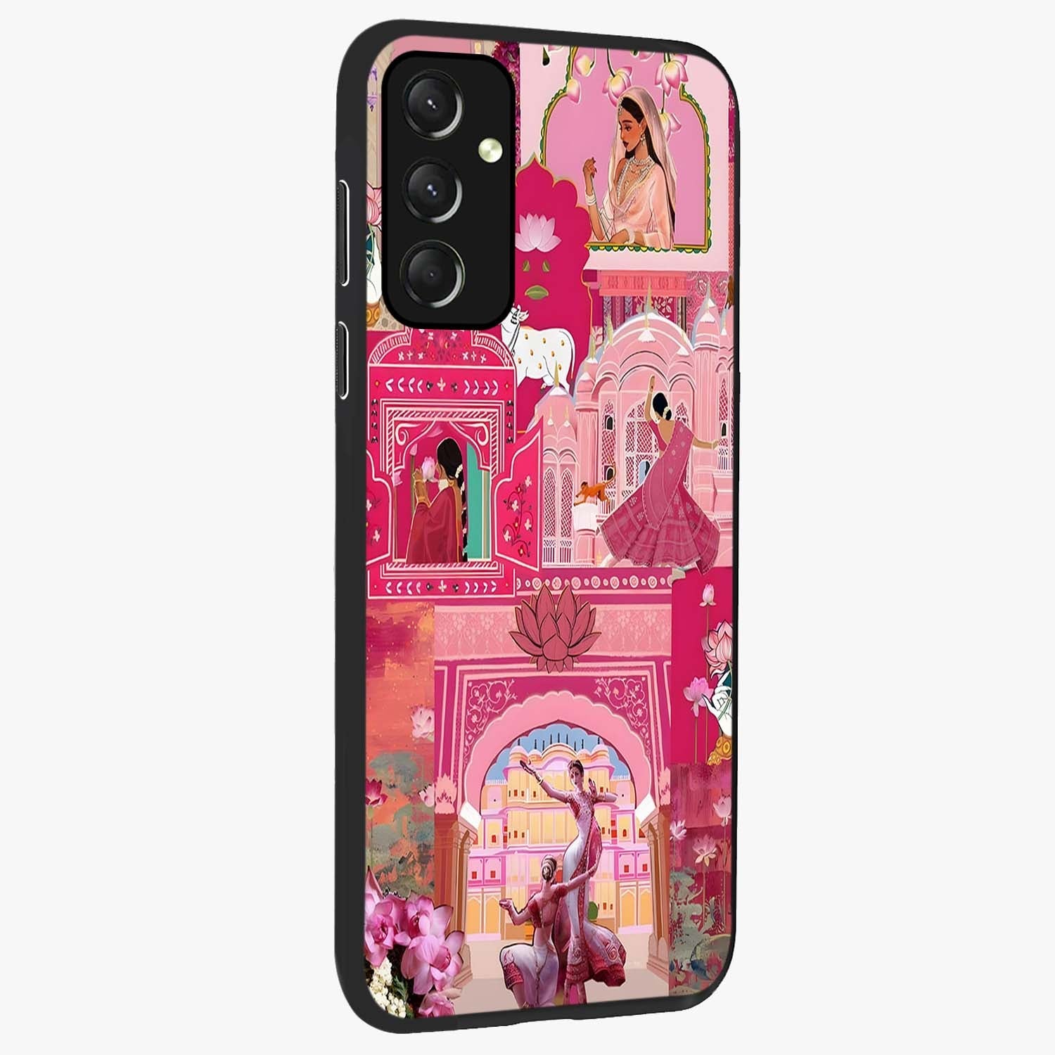 Pink Palace Muse Glass Case upright view showcasing artistic palace artwork with graceful royal theme.