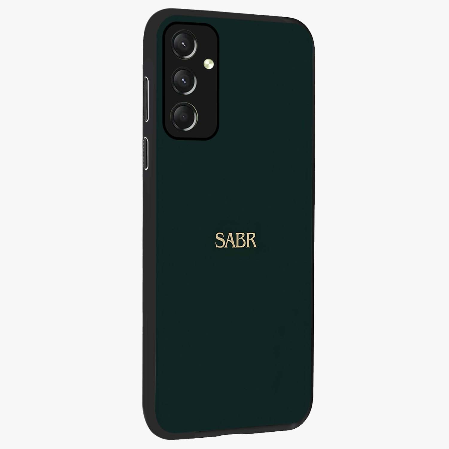 Sabr Minimal Patience Glass Case upright view showcasing calm minimalist artwork with motivational patience theme.