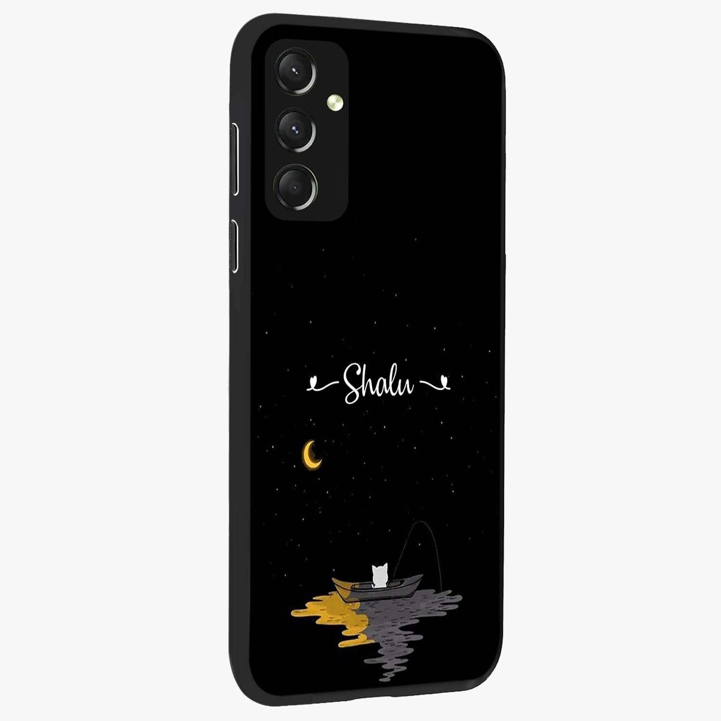 Silent Night Row Glass Case upright view showcasing tranquil night artwork with serene landscape theme.