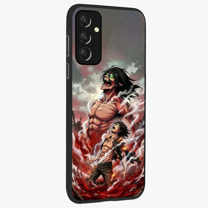 Titan Awakening Fury Glass Case upright view showcasing intense titan artwork with epic fantasy theme.