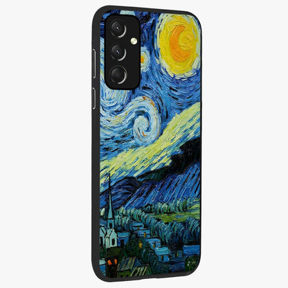 Van Gogh Art Glass Case upright view showcasing expressive painting style artwork with timeless artistic theme.