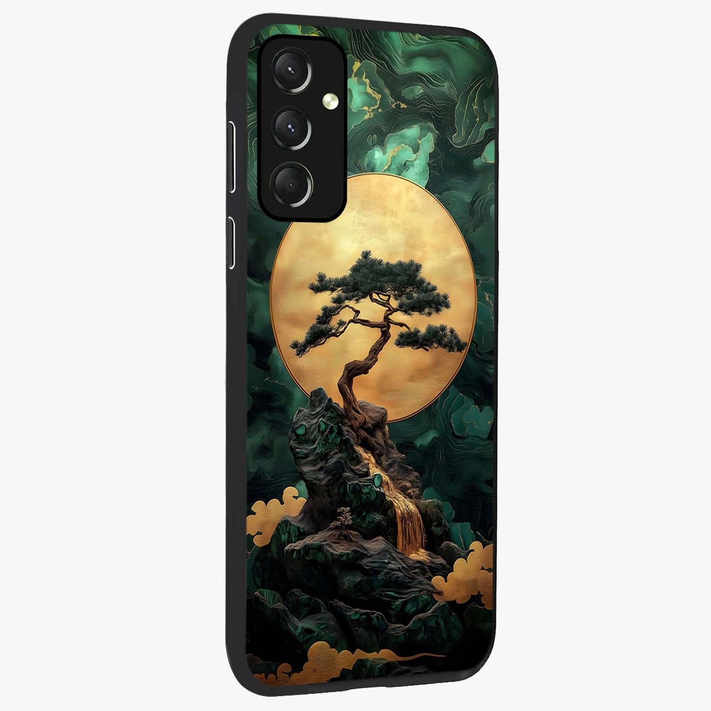 Zen Moon Rise Glass Case upright view showcasing serene moon artwork with tranquil night theme.