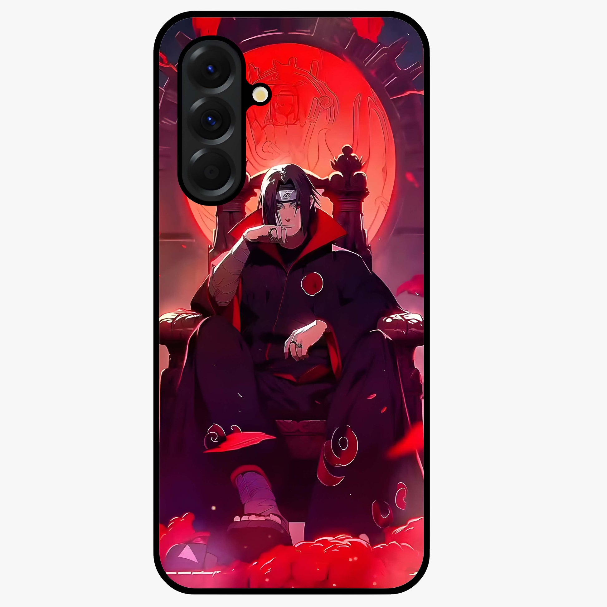 Blood Moon Sovereign Glass Case showing flat back view with mystical blood moon artwork and glossy glass finish.