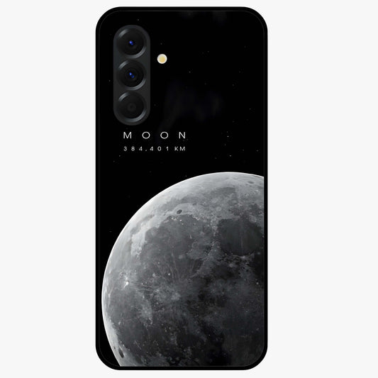 Cosmic Moon Glow Glass Case showing flat back view with glowing moon artwork and glossy glass finish.