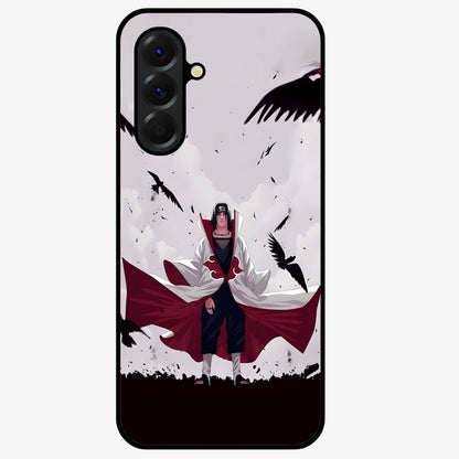 Crimson Crow Ascension Glass Case showing flat back view with mystical crow artwork and glossy glass finish.