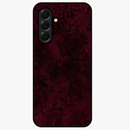 Crimson Fade Flow Glass Case showing flat back view with flowing crimson gradient artwork and glossy glass finish.