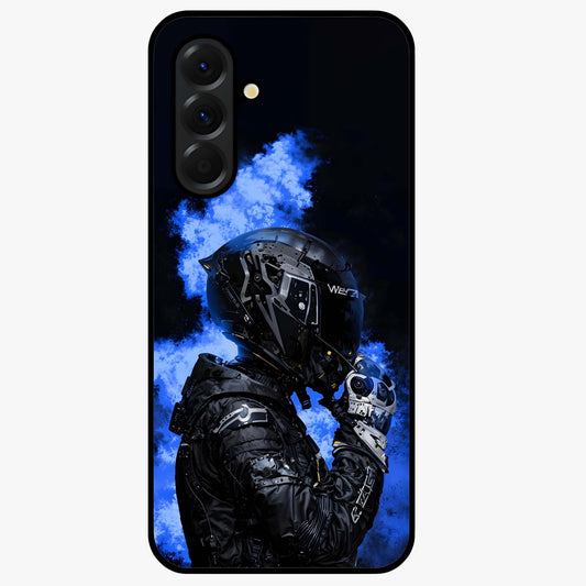 Cyber Sentinel Protocol Glass Case showing flat back view with futuristic cyber themed artwork and glossy glass finish.