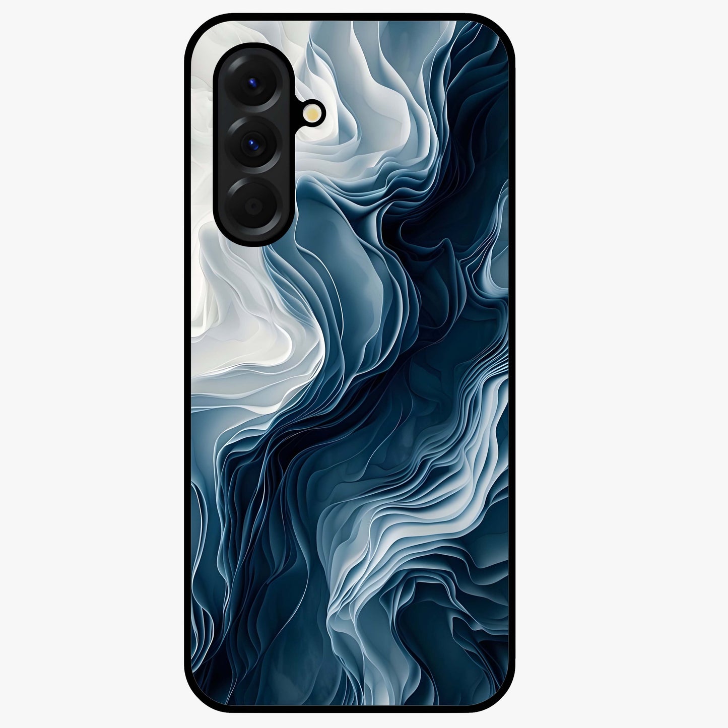 Ethereal Paper Marble Glass Case showing flat back view with soft marble paper texture artwork and glossy glass finish.