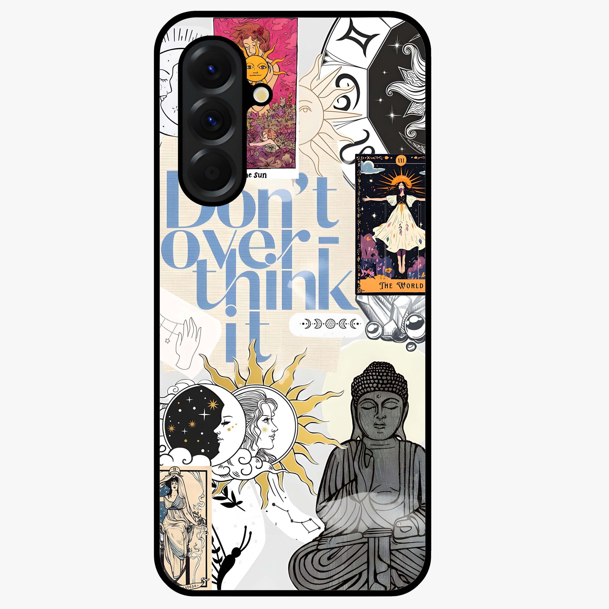 Ethereal Thoughts Glass Case showing flat back view with dreamy artistic artwork and glossy glass finish.