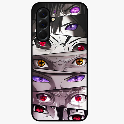 Eyes of Destiny Glass Case showing flat back view with striking eye themed artwork and glossy glass finish.