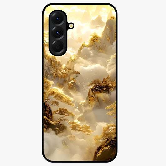 Gates Of Illumination Glass Case showing flat back view with mystical illuminated gate artwork and glossy glass finish.