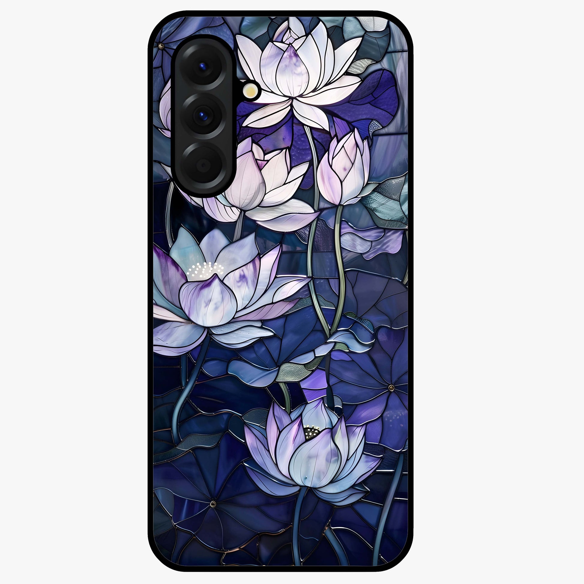 Gloss Petal Rush Glass Case showing flat back view with glossy flower petal artwork and smooth glass finish.