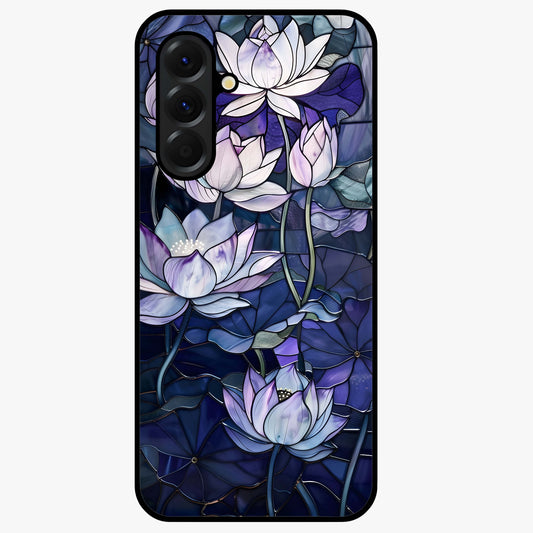 Gloss Petal Rush Glass Case showing flat back view with glossy flower petal artwork and smooth glass finish.