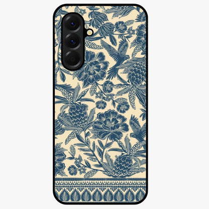 Heirloom Wild Bloom Glass Case showing flat back view with vintage inspired wild flower artwork and glossy glass finish.
