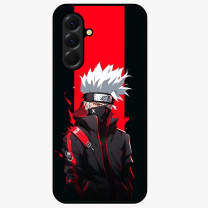 Kakashi Scarlet Shadow Glass Case showing flat back view with powerful anime ninja artwork and glossy glass finish.