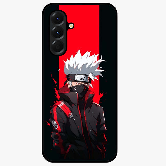 Kakashi Scarlet Shadow Glass Case showing flat back view with powerful anime ninja artwork and glossy glass finish.
