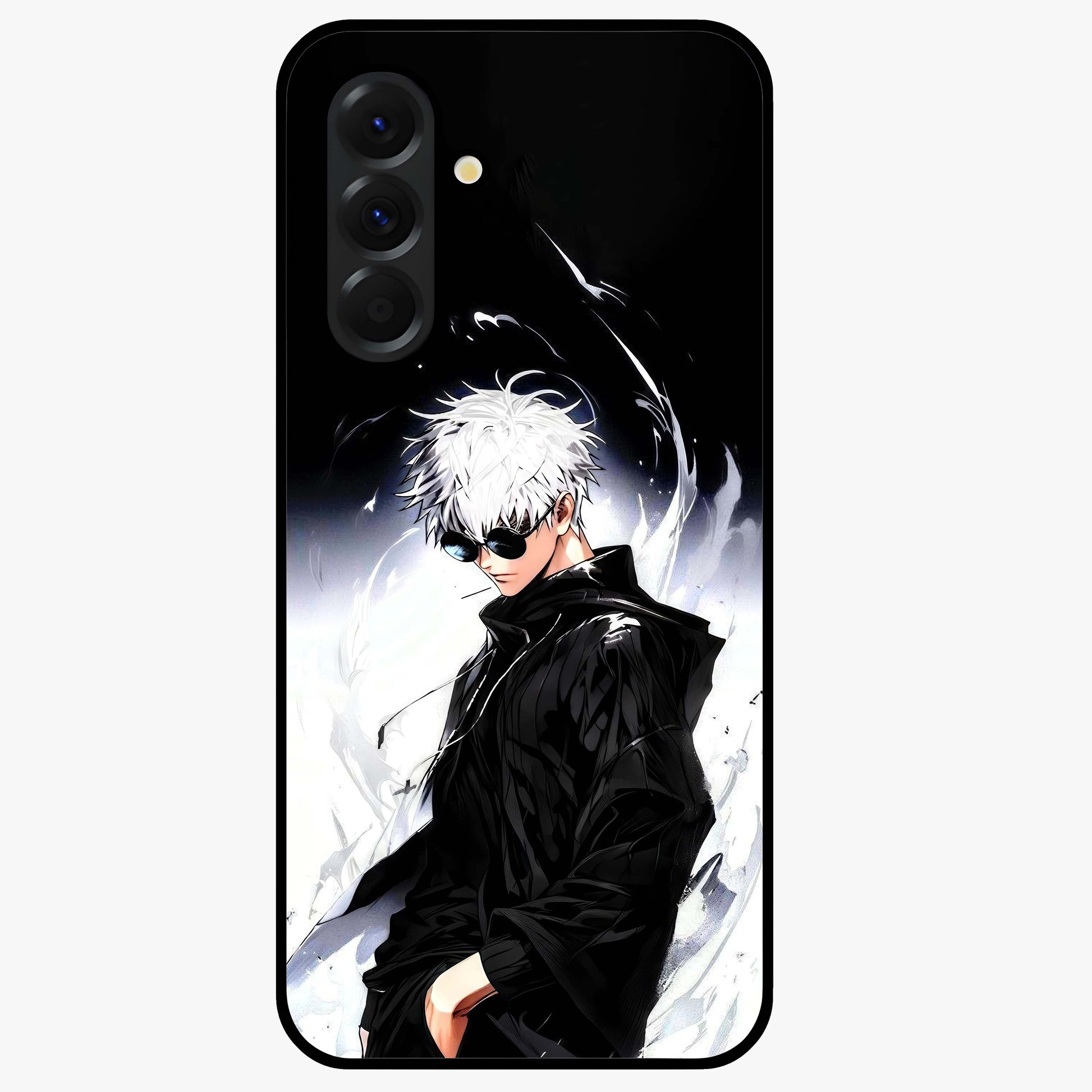 Limitless Shadow King Glass Case showing flat back view with powerful shadow warrior artwork and glossy glass finish.