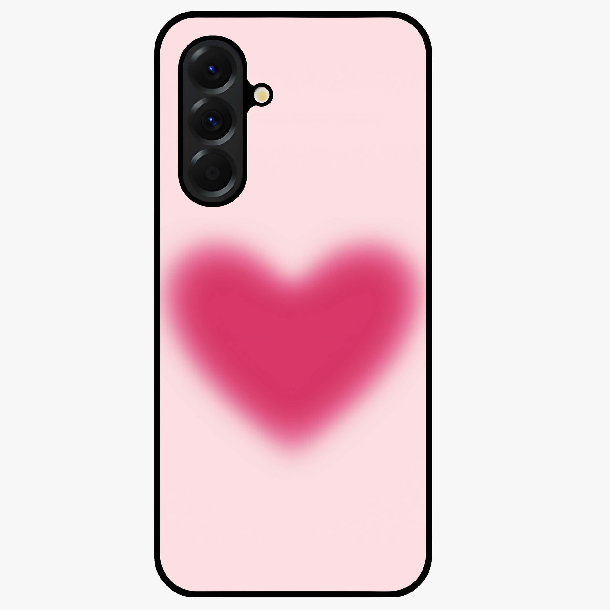 Pink Aura Heart Glass Case showing flat back view with glowing heart artwork and glossy glass finish.