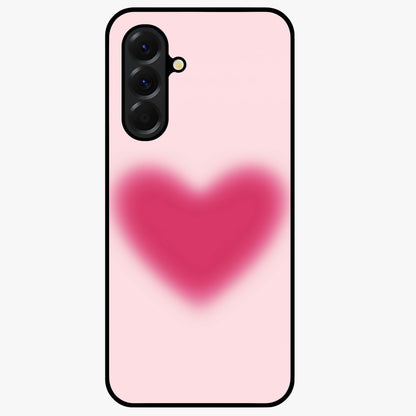 Pink Aura Heart Glass Case showing flat back view with glowing heart artwork and glossy glass finish.