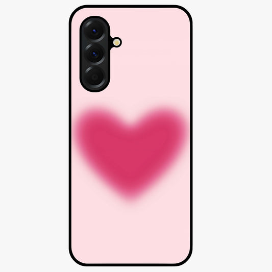 Pink Aura Heart Glass Case showing flat back view with glowing heart artwork and glossy glass finish.