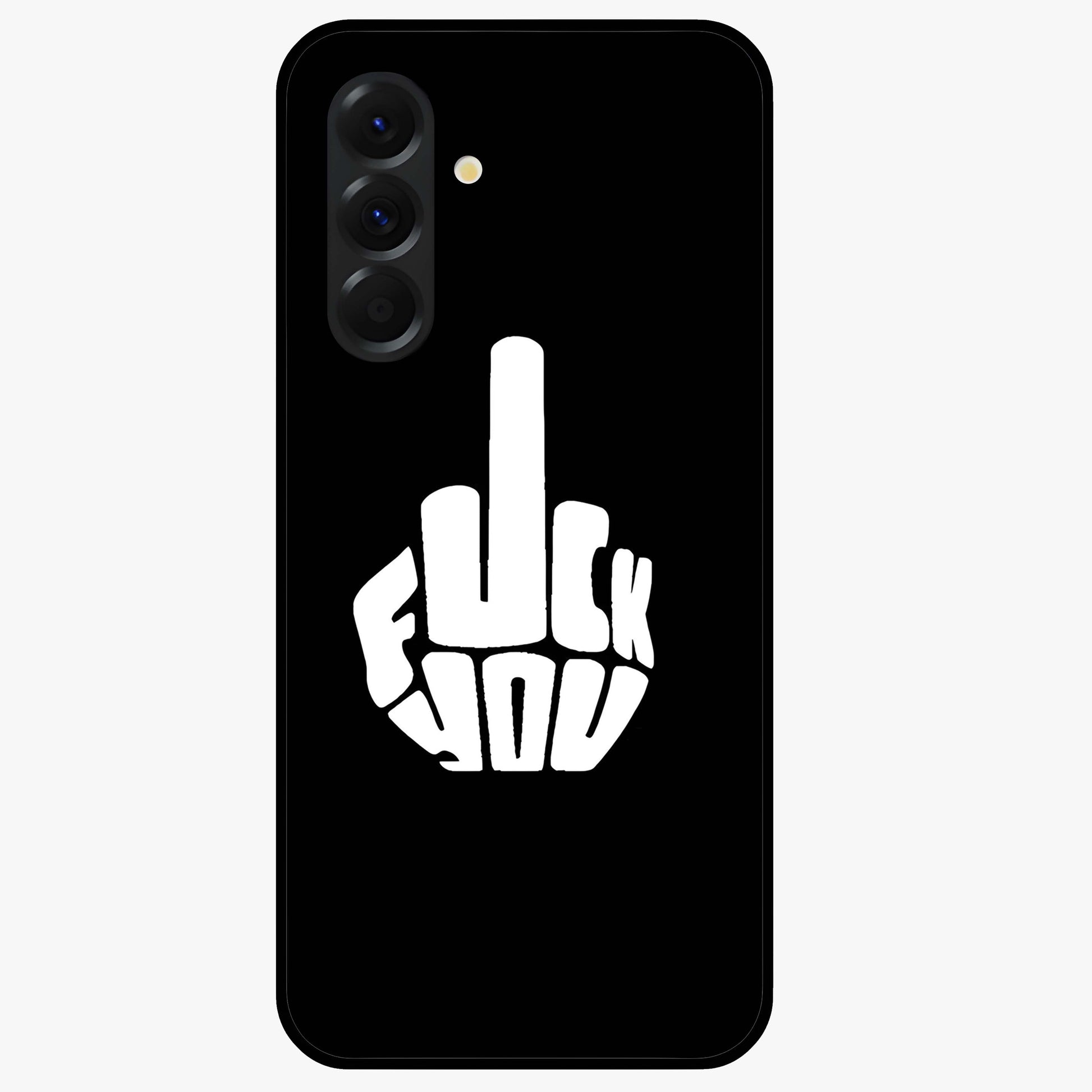 Rebel Mode On Glass Case showing flat back view with bold rebellious typography artwork and glossy glass finish.