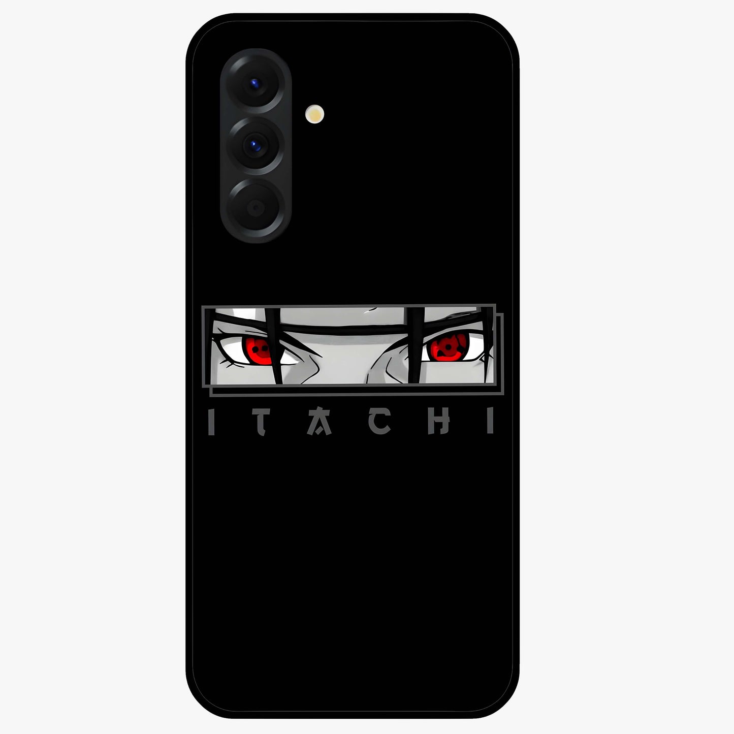 Scarlet Gaze Dominance Glass Case showing flat back view with striking red themed artwork and glossy glass finish.