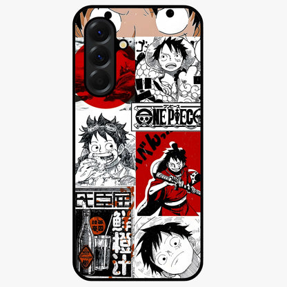 Strawhat Chaos Panels Glass Case showing flat back view with anime inspired chaos panel artwork and glossy glass finish.