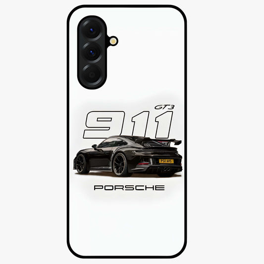 Turbo Legacy Icon Glass Case showing flat back view with iconic sports car inspired artwork and glossy glass finish.