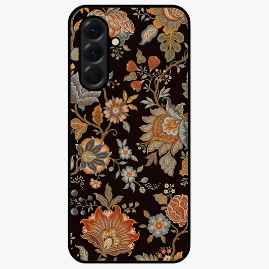 Vintage Floral Dream Glass Case showing flat back view with classic floral artwork and glossy glass finish.