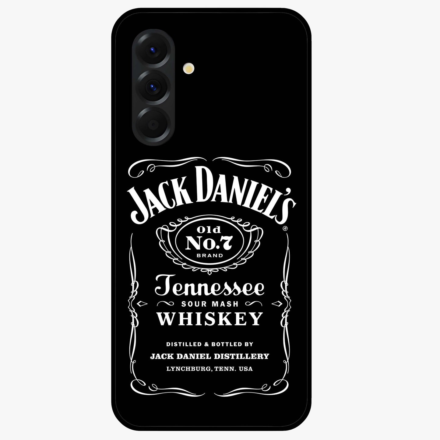 Vintage Whiskey Heritage Glass Case showing flat back view with classic whiskey inspired artwork and glossy glass finish.
