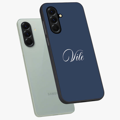 Blue Vintage Floral Pattern Glass Case showing flat back view with elegant vintage floral artwork and glossy glass finish.