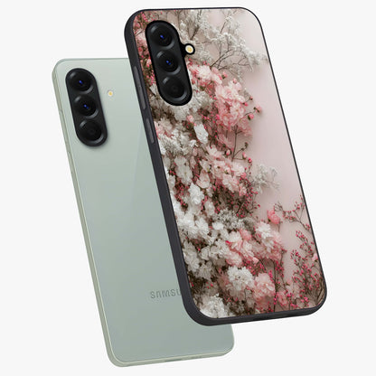 Blush Blossom Cloud Glass Case displayed in angled mockup highlighting soft cloud and blossom design with pastel aesthetic.