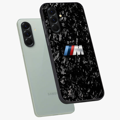 Carbon Speed Mark Glass Case displayed in angled mockup highlighting racing inspired carbon design and sleek aesthetic style.