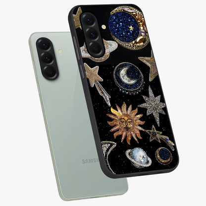 Celestial Gem Constellations Glass Case displayed in angled mockup highlighting gemstone inspired constellation design.