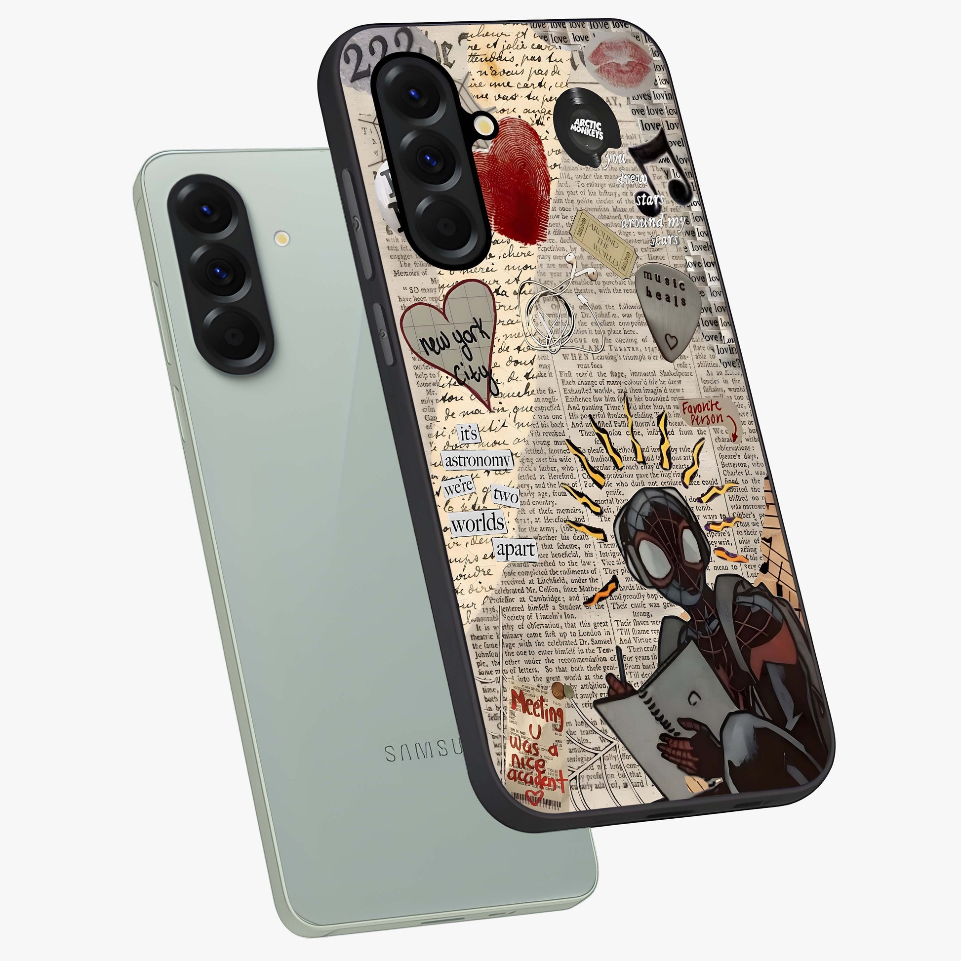 City Dream Sketch Glass Case displayed in angled mockup highlighting minimal city illustration with aesthetic sketch style.