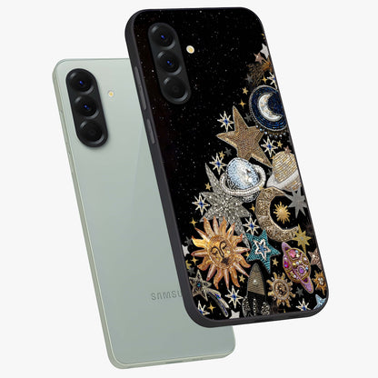 Cosmic Sparkle Dreams Glass Case displayed in angled mockup highlighting dreamy star sparkle design with celestial aesthetic.