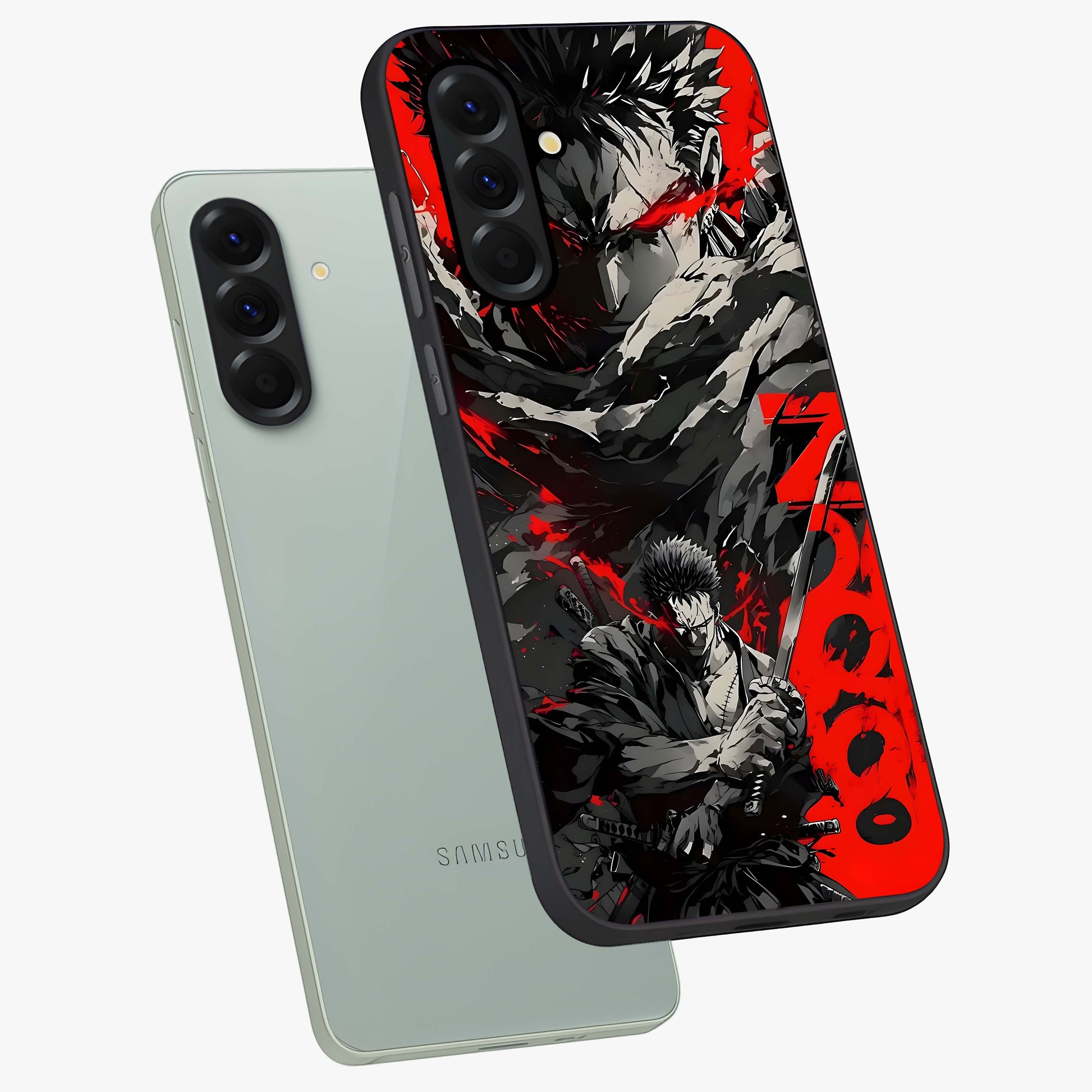 Demon Sword Resolve Glass Case displayed in angled mockup highlighting powerful demon sword illustration with dark fantasy aesthetic.