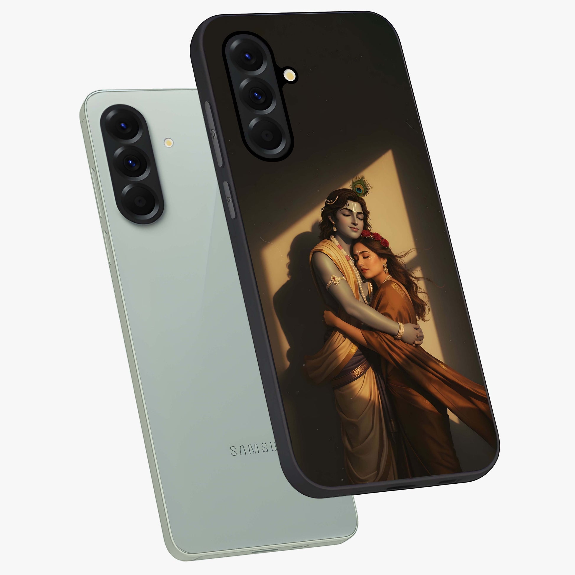 Divine Eternal Love Glass Case displayed in angled mockup highlighting elegant divine inspired design with peaceful aesthetic.