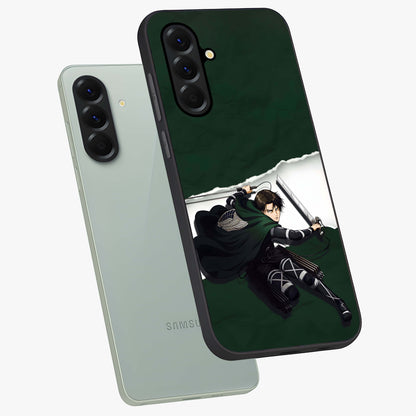 Emerald War Vanguard Glass Case displayed in angled mockup highlighting intense battle inspired design with emerald tone aesthetic.