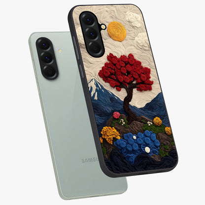 Eternal Nature Tapestry Glass Case displayed in angled mockup highlighting detailed botanical pattern with artistic aesthetic.