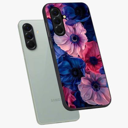 Flower Paper Art Pattern Glass Case displayed in angled mockup highlighting layered paper flower design with artistic aesthetic.