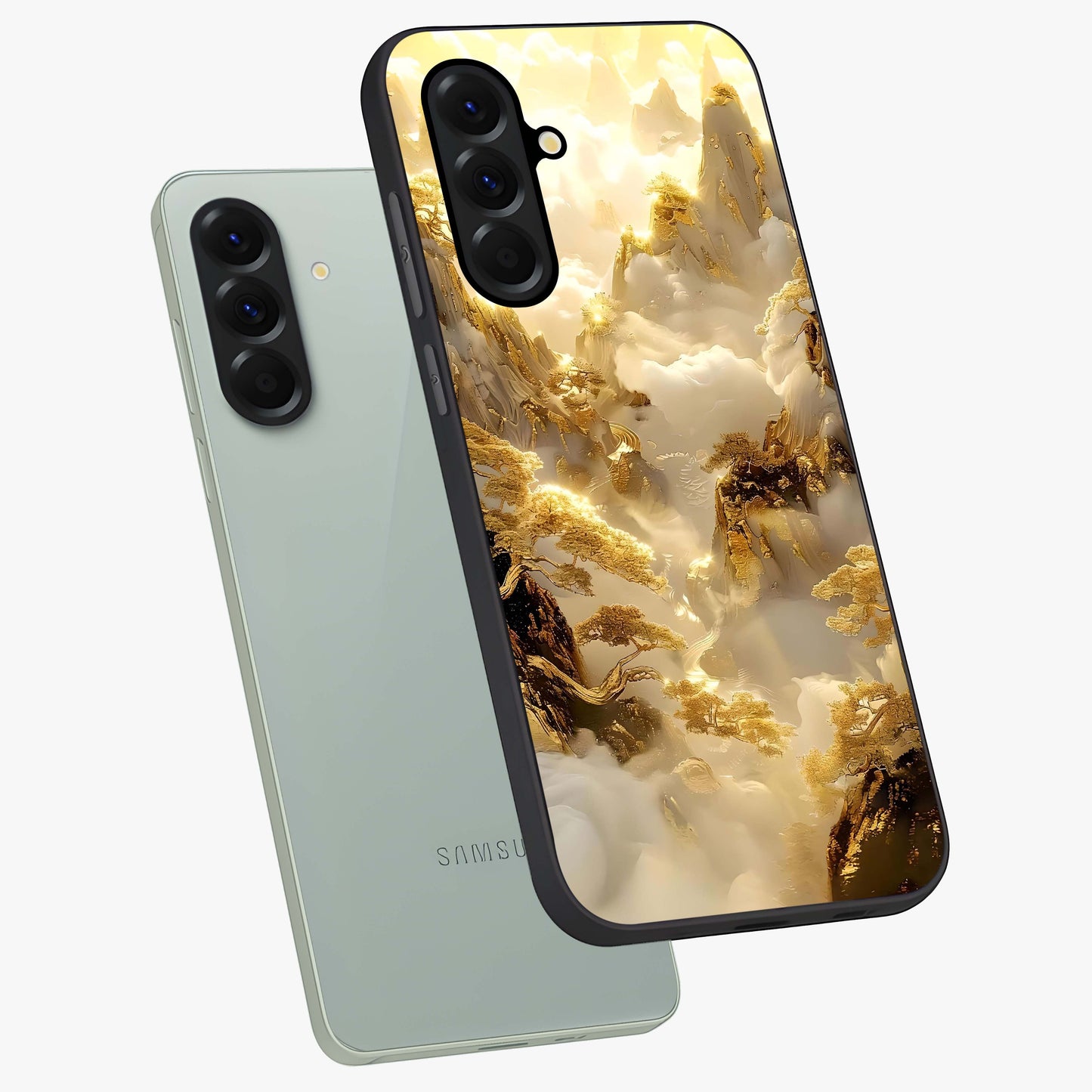Gates Of Illumination Glass Case displayed in angled mockup highlighting radiant portal inspired design with fantasy aesthetic.