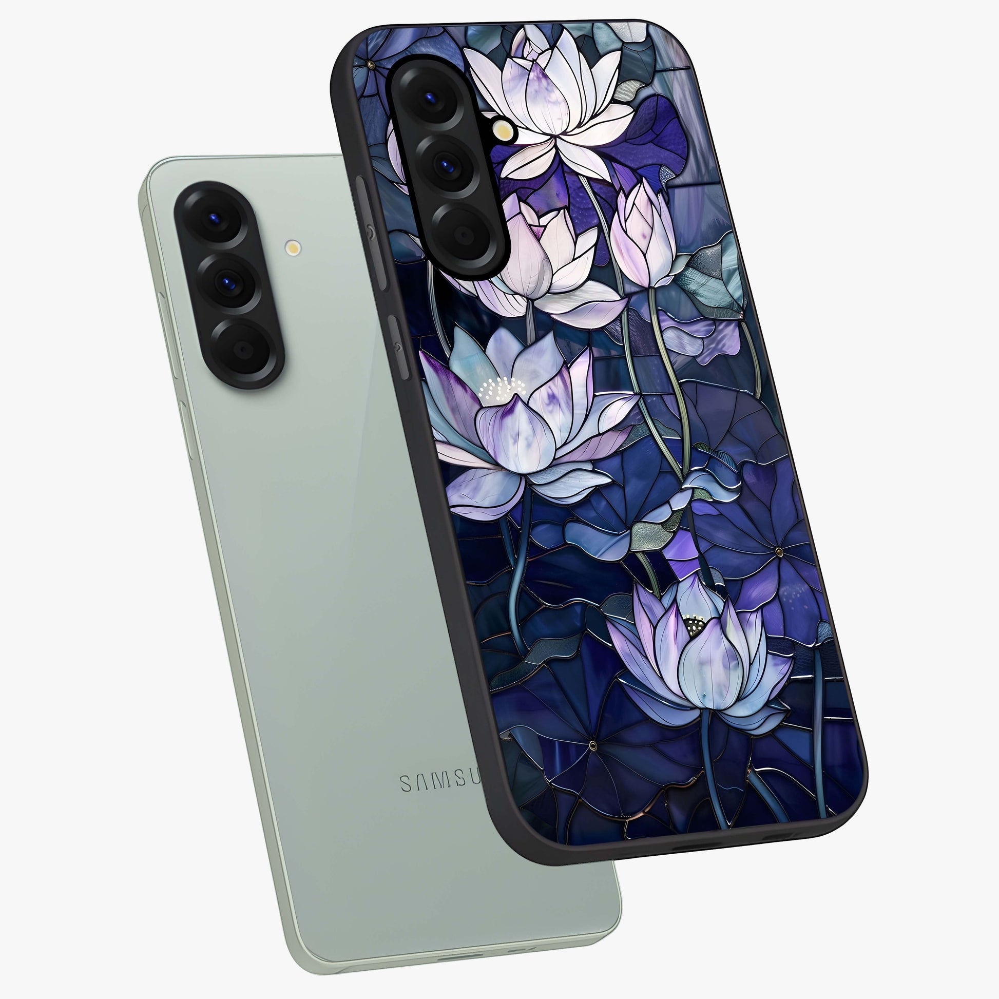 Gloss Petal Rush Glass Case displayed in angled mockup highlighting vibrant petal design with elegant floral aesthetic.