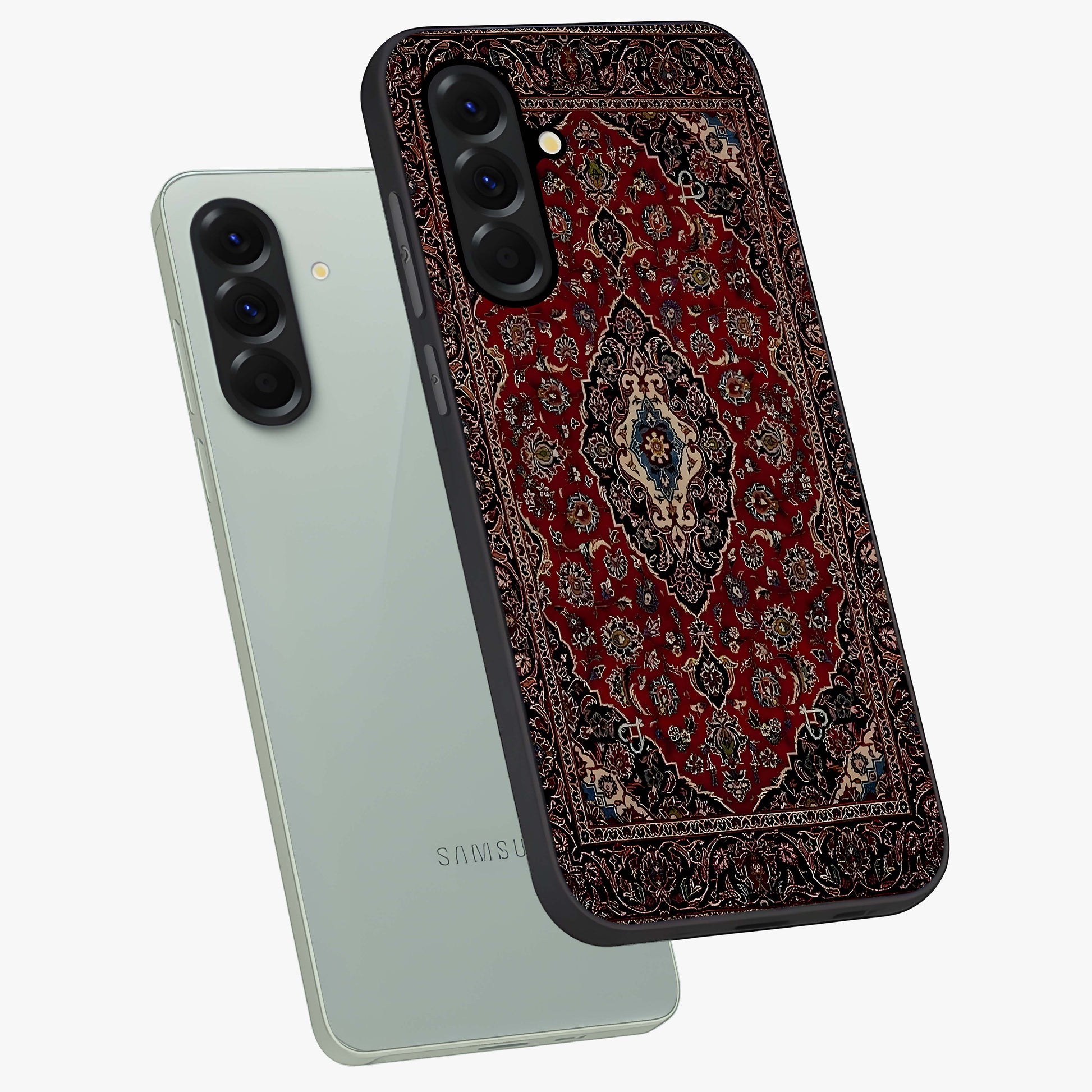 Heritage Carpet Royale Glass Case displayed in angled mockup highlighting intricate royal carpet design with heritage aesthetic.