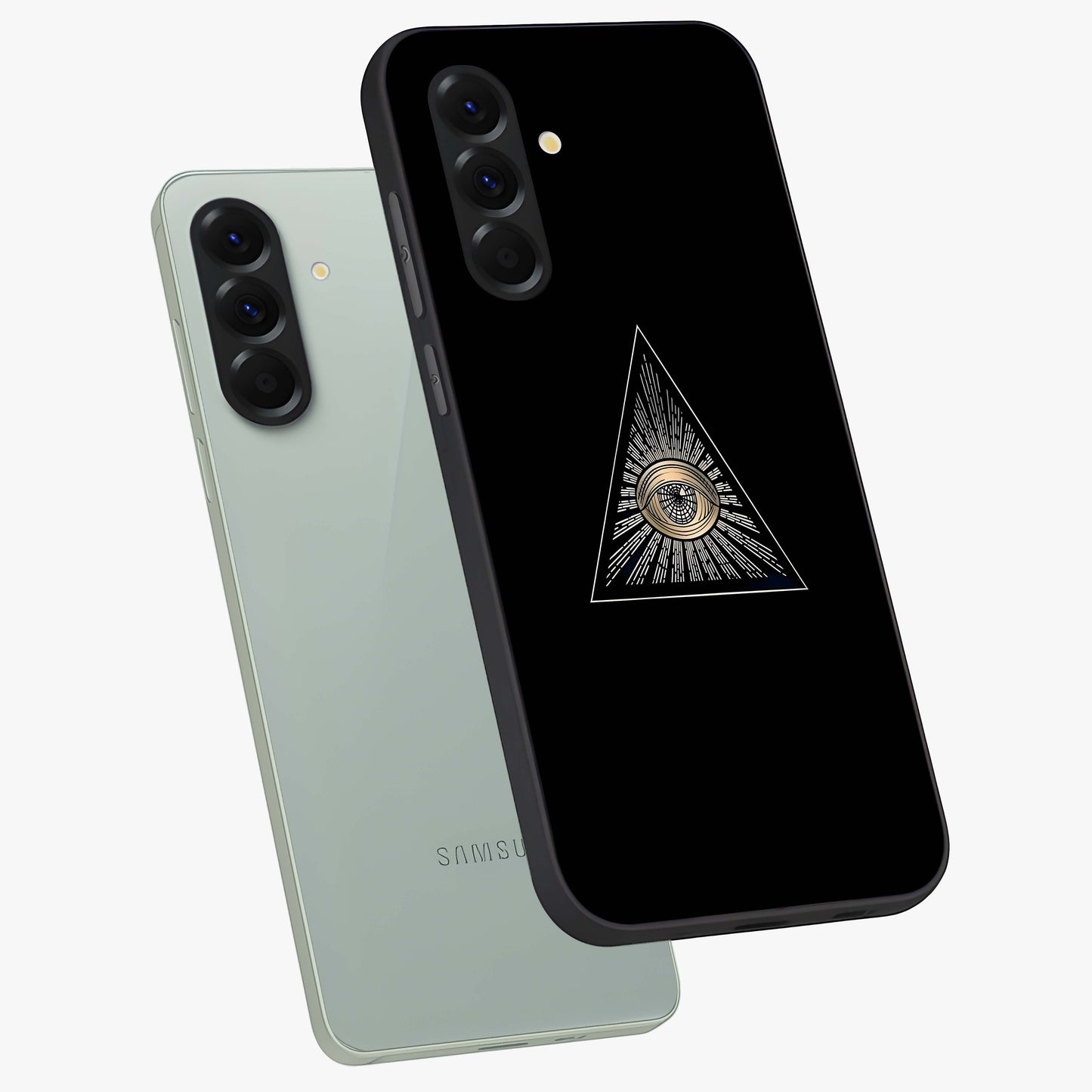 Illuminati Evil Glass Case displayed in angled mockup highlighting dark occult inspired design with bold aesthetic style.