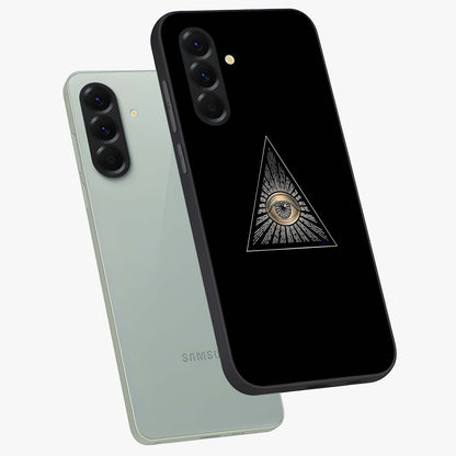 Illuminati Evil Glass Case displayed in angled mockup highlighting dark occult inspired design with bold aesthetic style.